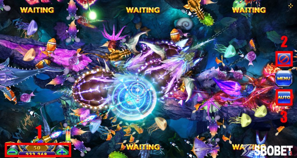 รูปแบบการทำงานของปุ่มต่างในเกมยิงปลา FISH HUNTER HYDRA
